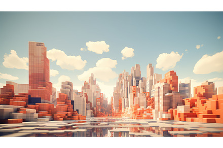 background voxel city landscape ai, a Background Photo by pikepicture