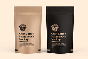 Craft Paper Coffee Pouch Bag Mockup