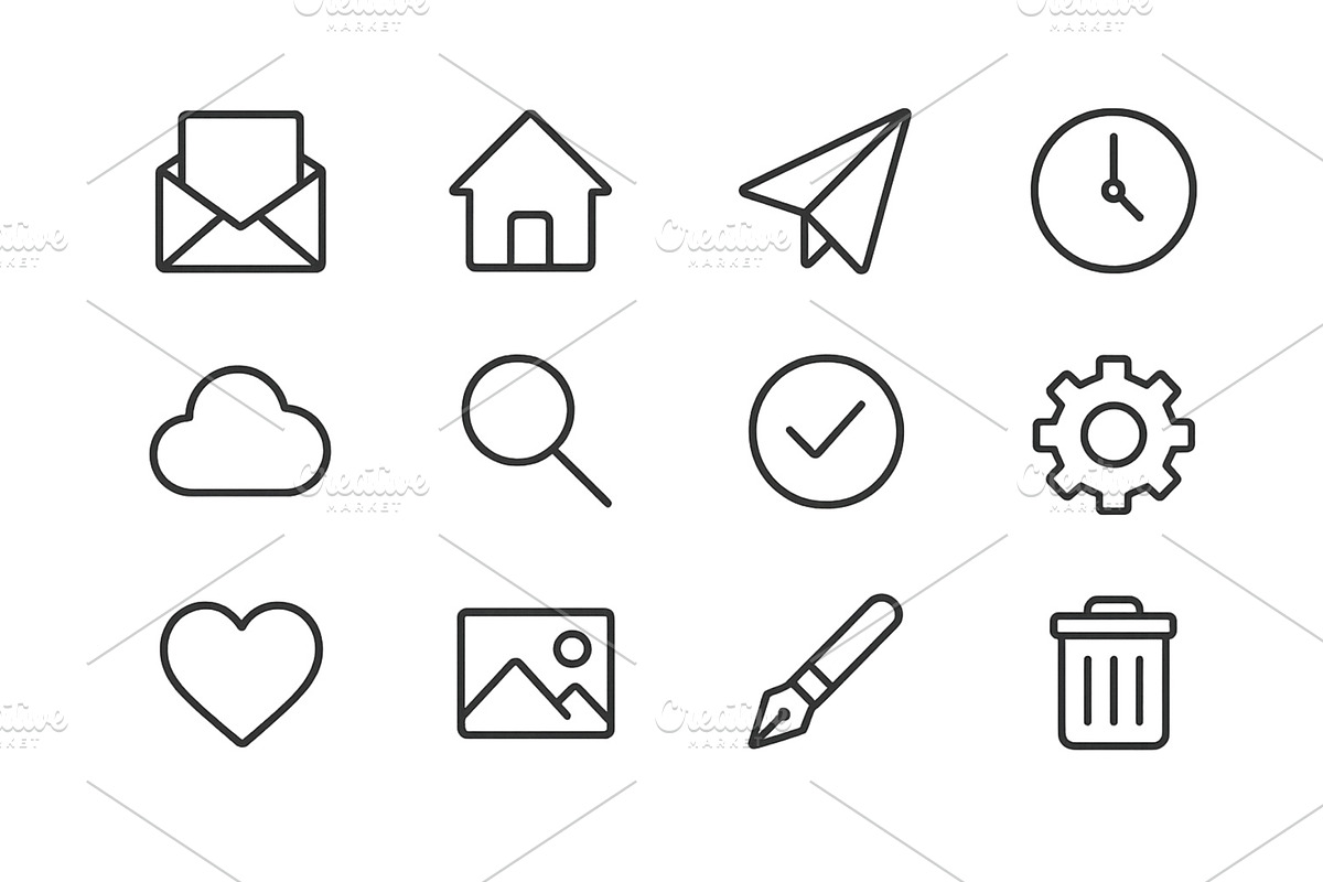 Collection of simple line icons, a Technology Illustration by ZinetroN
