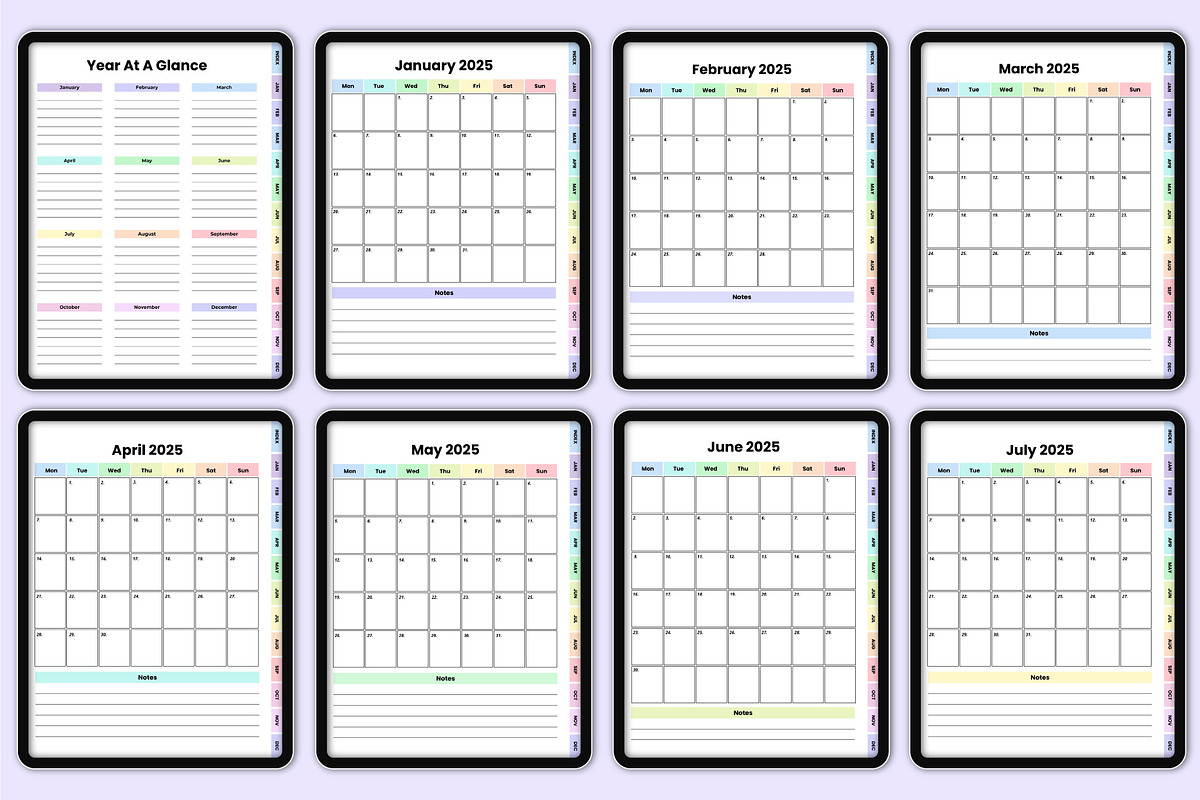 Digital 2025 Teacher Planner Rainbow, a Stationery Template by Mustafiz (Photo 4 of 8)