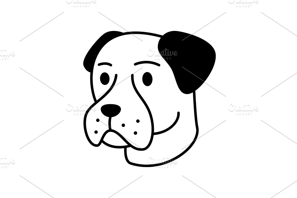 Boxer dog face cartoon with wrinkled, an Animal Illustration by GraphiShop