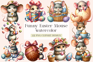 Funny Easter Mouse Clipart, an Illustration by DreamArtGraphic