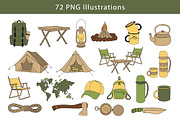 Camping Clipart Set, a Decorative Illustration by Mari_Caliart (Thumbnail 2 of 15)