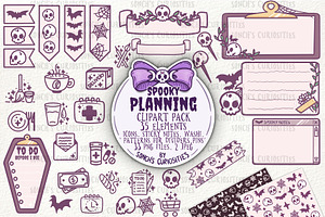 Spooky Planner Clipart/icon PNG set, a Seasonal Illustration by Sonch' s Curiosities