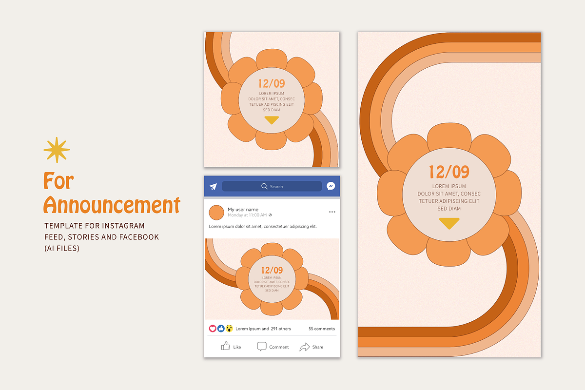 70s Social Media Set, a Social Media Template by designerbianca (Photo 5 of 8)