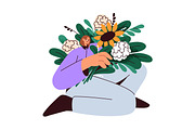People holding flower bouquets set, a Person Illustration by Good Studio (Thumbnail 13 of 16)