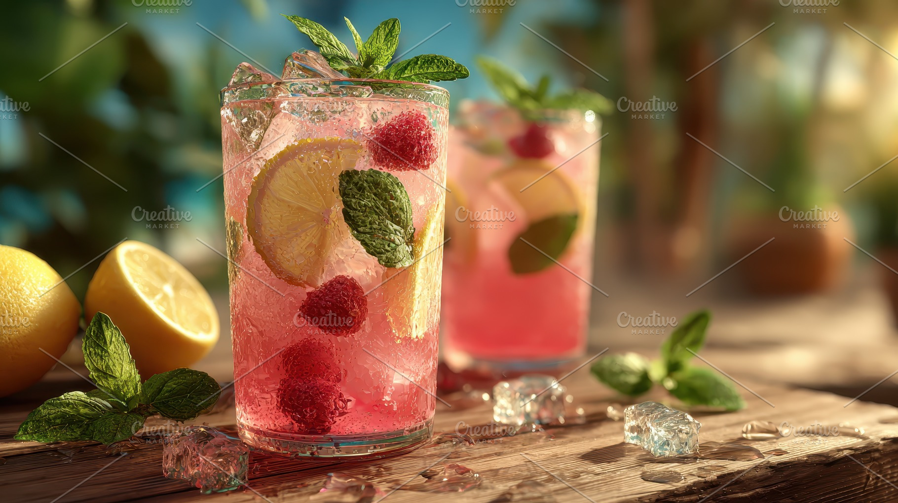 Refreshing Raspberry Lemon Mint Iced, a Photo by Pixeness Studio