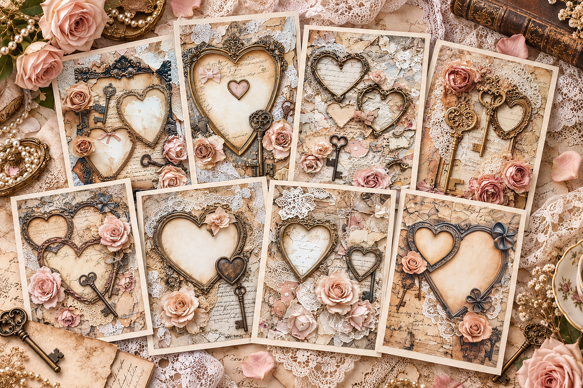 Victorian Rose & Key Romance Lace, a Background Graphic by Printable Treasure (Photo 2 of 3)