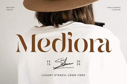 Mediora – Luxury Stencil Logo Font
