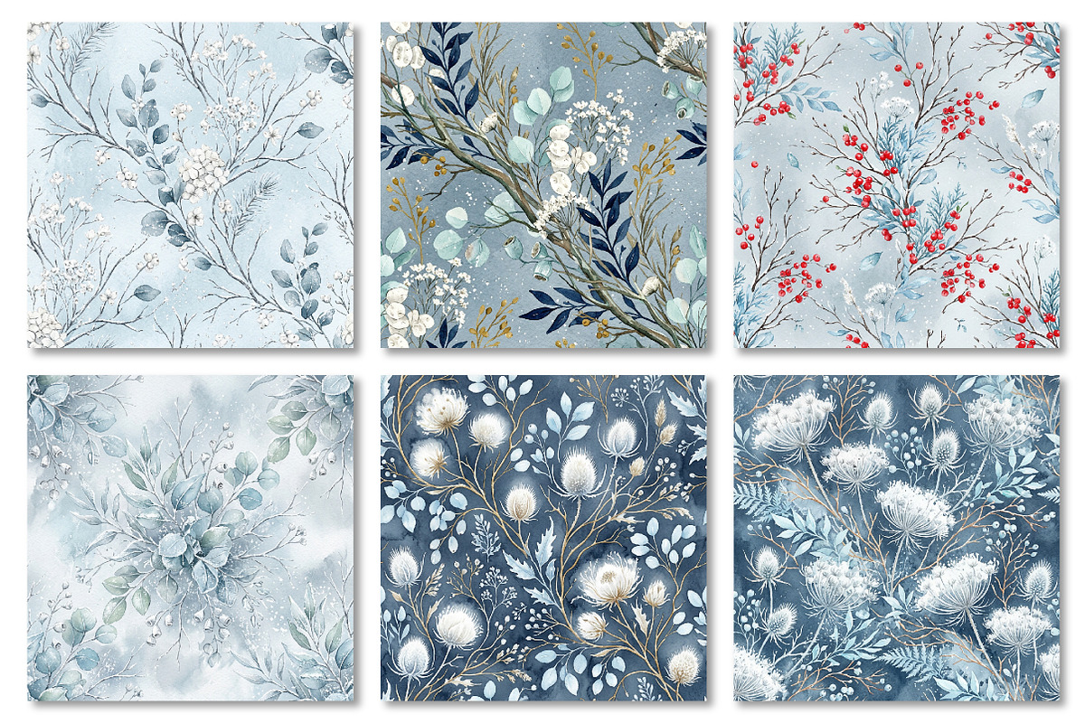 Winter Frost Garden Seamless Pattern, a Texture Graphic by Dream Creation (Photo 2 of 7)