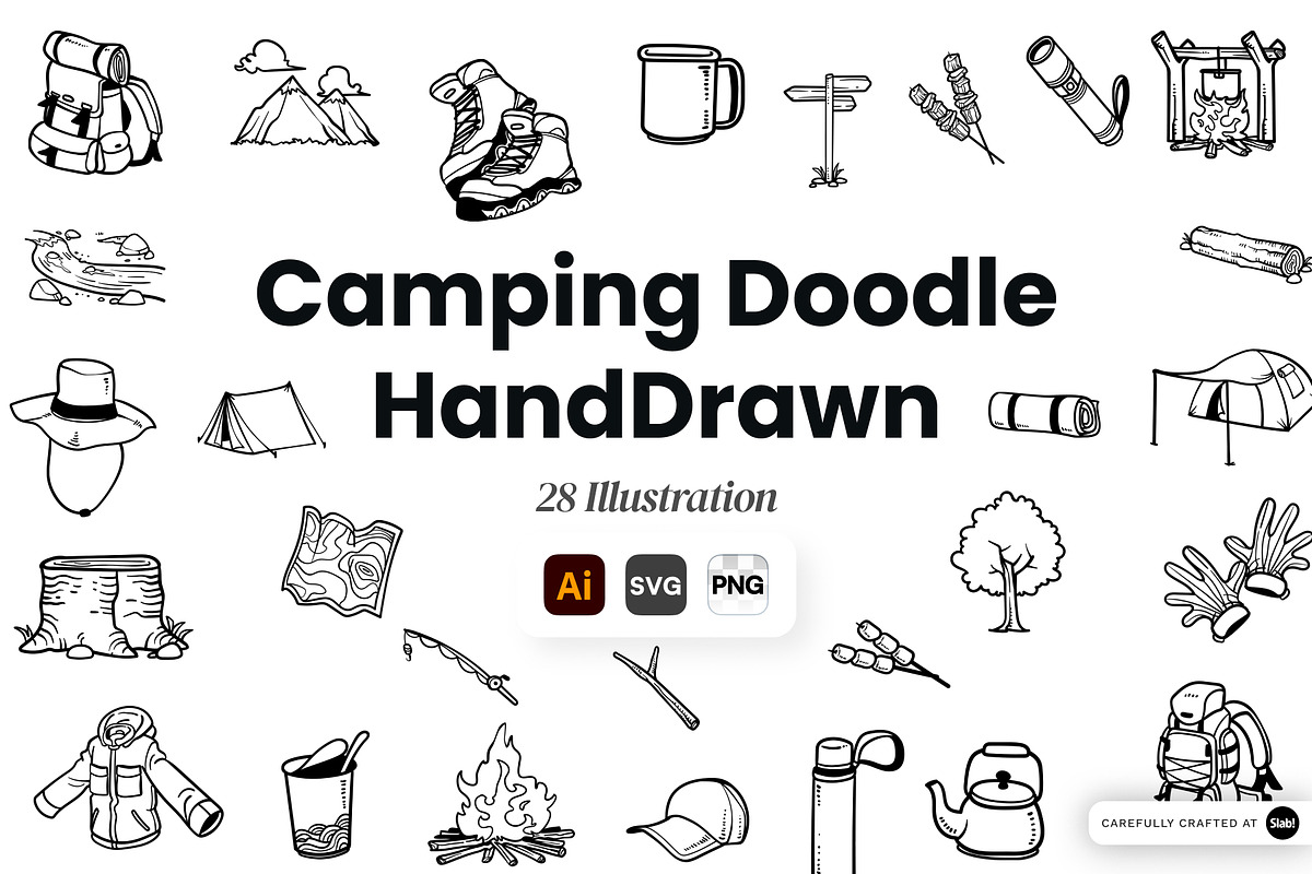 Camping Doodle Hand Drawn, an Object Graphic by SLAB! Design (Photo 1 of 3)