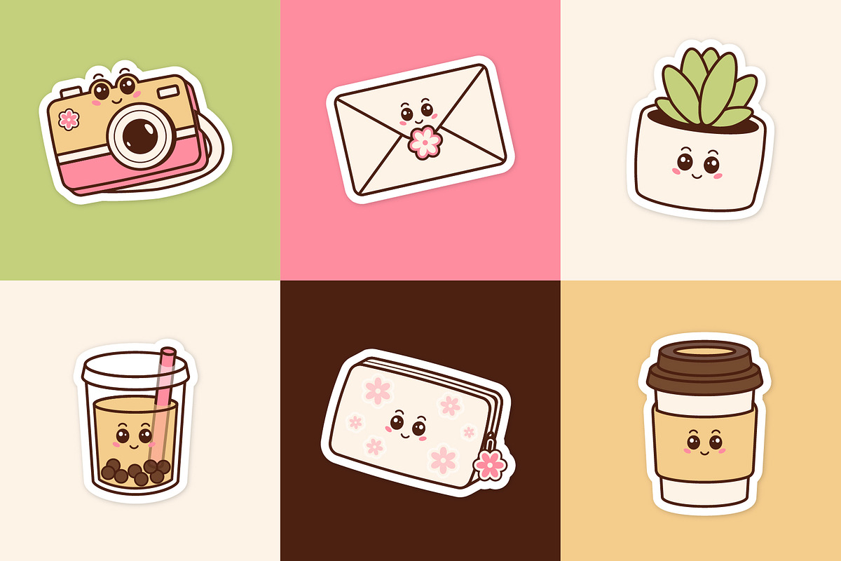 Cute Everyday Objects Sticker Pack, an Object Illustration by Creathub Studio (Photo 4 of 4)