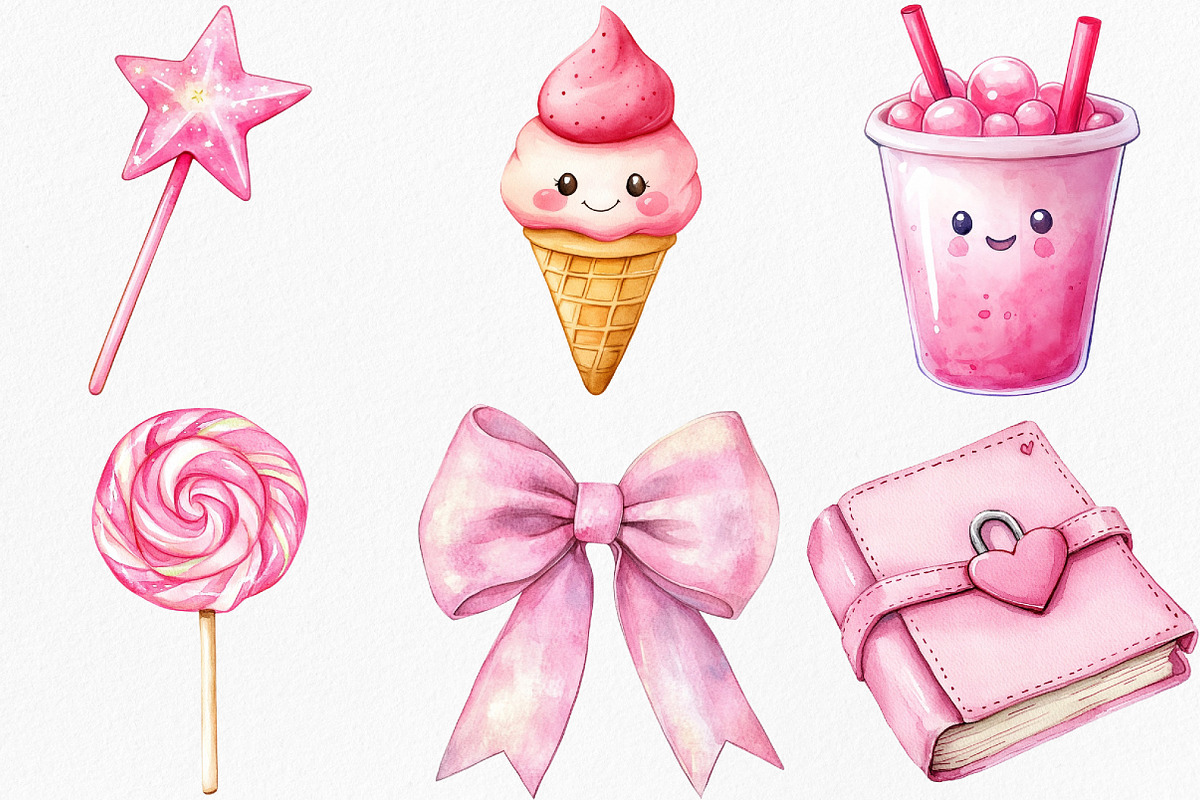 Watercolor Kawaii Girly Aesthetic, an Illustration by Canvas Craft (Photo 3 of 7)