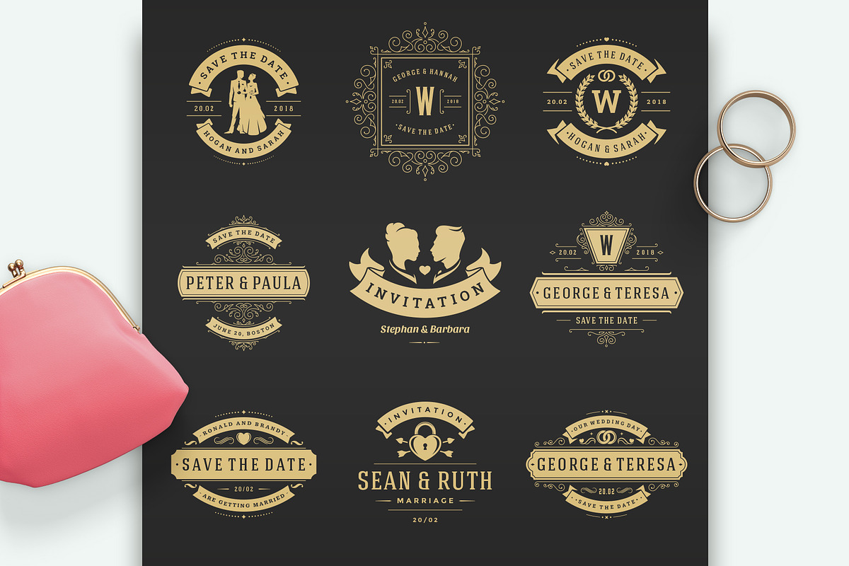 18 Wedding Logos and Badges, a Branding & Logo Template by Vasya Kobelev (Photo 2 of 10)
