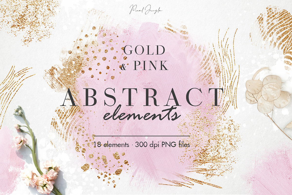 Gold & Pink Abstract Design Elements, an Object Graphic by PixelJungle (Photo 1 of 3)