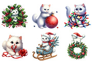 Christmas White Cat Clipart, Funny, an Illustration by DreamArtGraphic (Thumbnail 3 of 4)