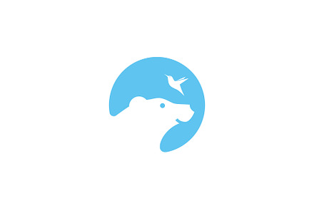 Bear and hummingbird simple logo