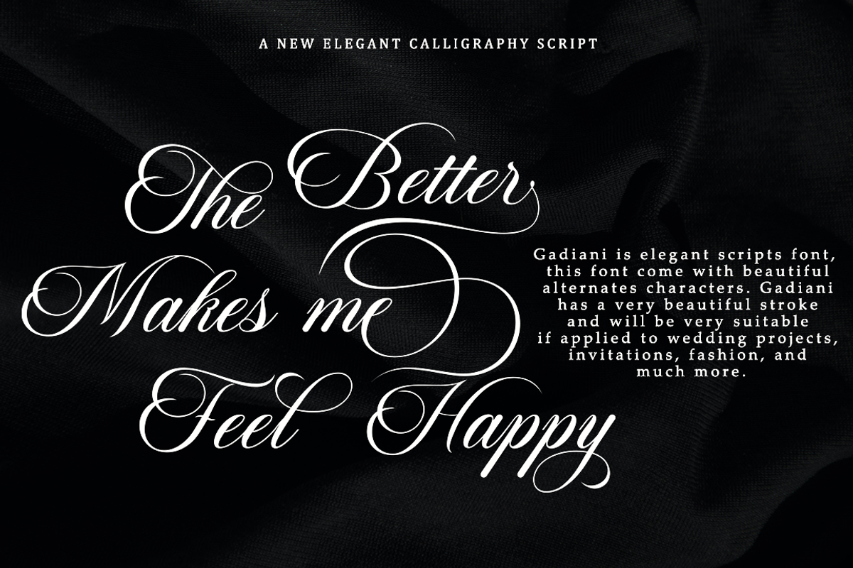 Gadiani Font, a Script Font by Queenopstudio (Photo 2 of 16)