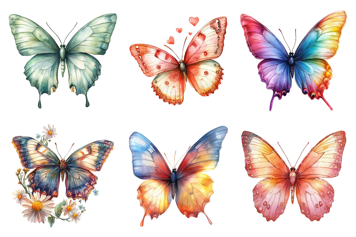 Watercolor Spring Butterfly Clipart, an Illustration by Daily.Designs (Photo 5 of 5)
