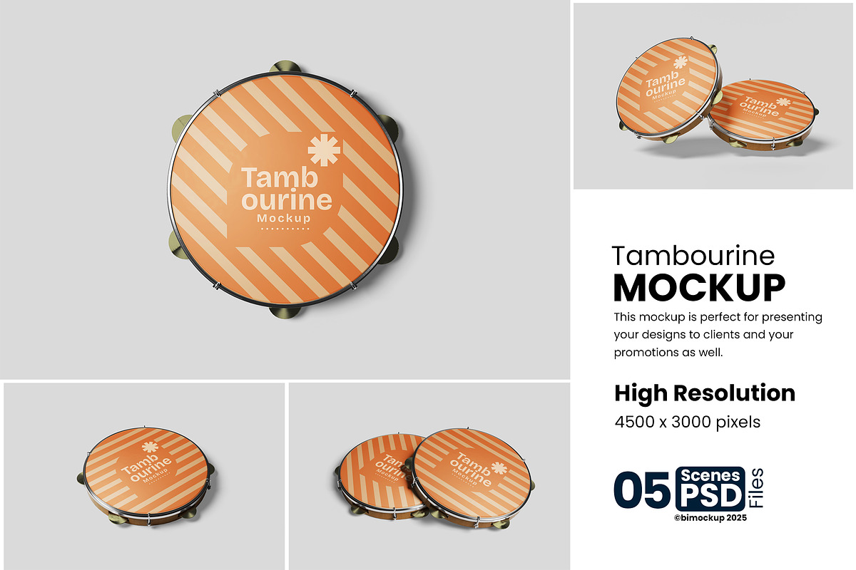 Tambourine Mockup, a Product Mockup by bimockup (Photo 1 of 6)