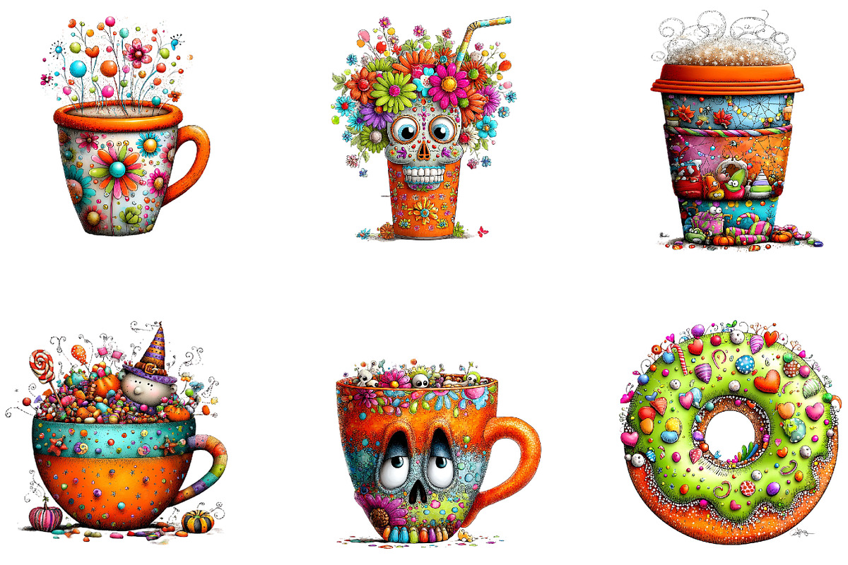 Whimsical Halloween Coffee Cup, a Seasonal Illustration by CreationArt (Photo 3 of 5)
