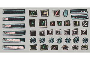 Hand-drawn check marks and cross, an Object Illustration by Zimages