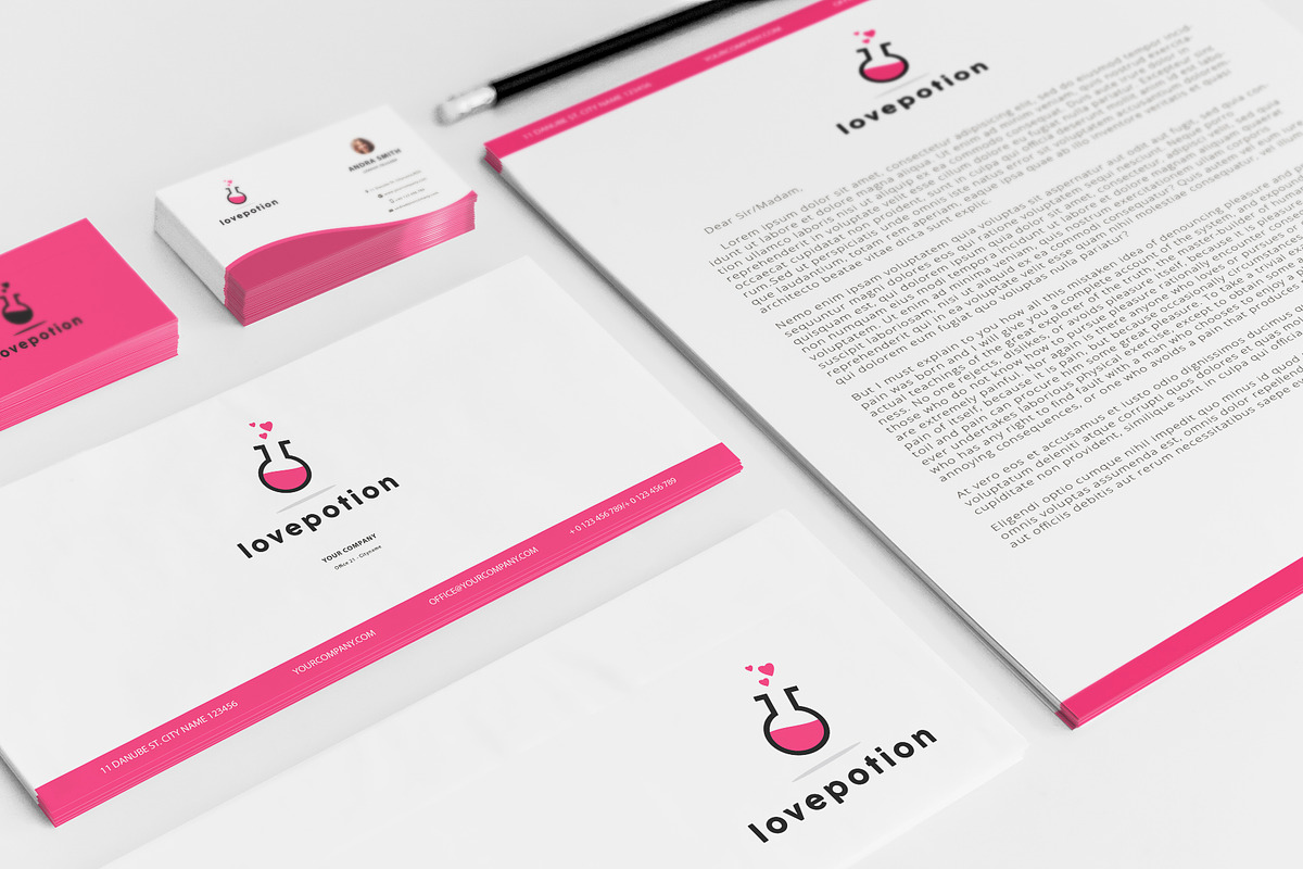 Lovepotion Brand Identity, a Product Mockup by Laurentiu Cotet