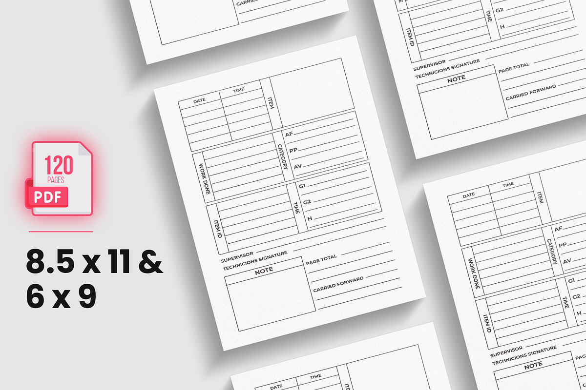 Aircraft Mechanic Logbook KDP, a Print Template by bossdesigner (Photo 2 of 3)