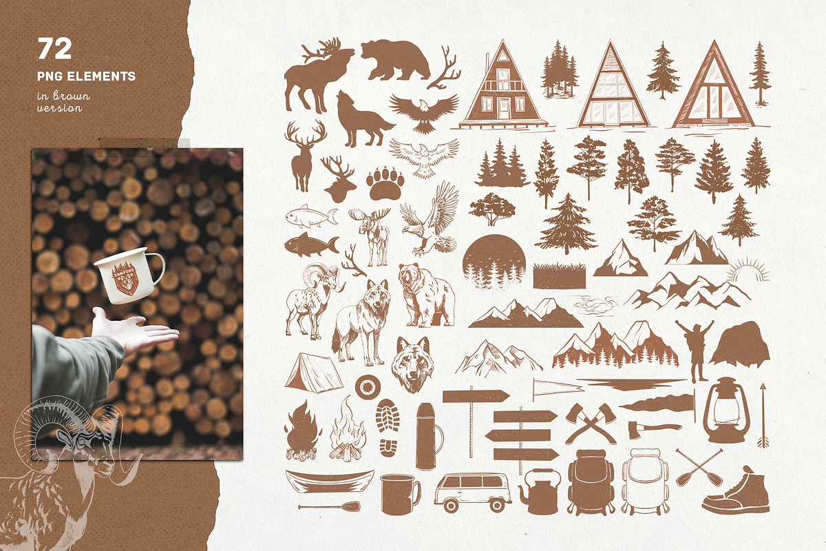 Wilderness & Camping graphic set, an Object Graphic by VerAna (Photo 2 of 24)