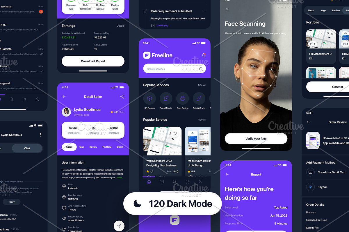 Freeline - Freelance Services App UI, an UI Kit Template by Unpixel Design (Photo 4 of 6)