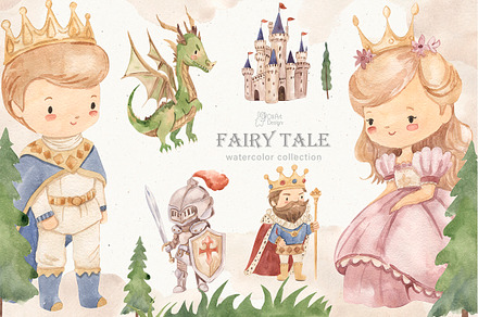 FAIRY TALE. King, dragon, knight, a Person Illustration by OlliArtDesign