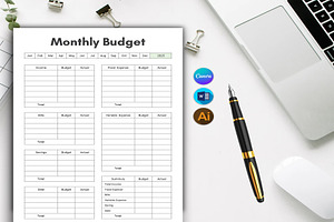 Canva Budget Planner, a Stationery Template by DesignDevisers