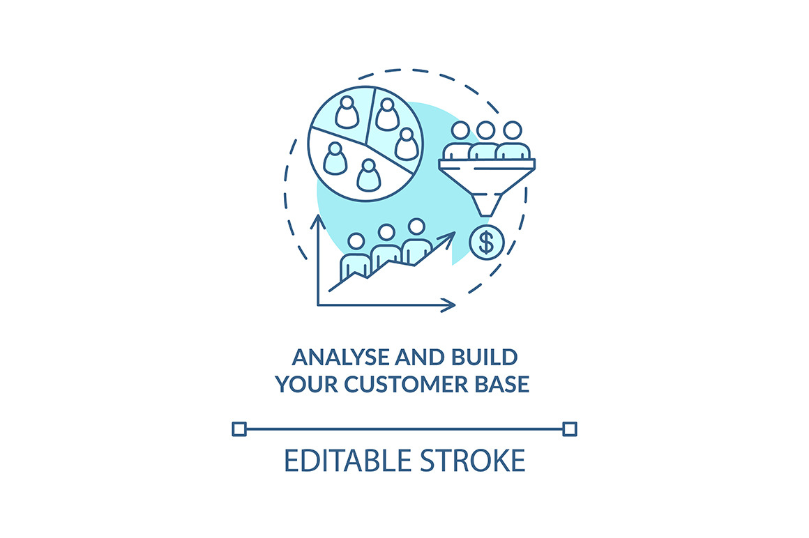 Analyse and build customer base icon, an Outline Icon by IMG Visuals