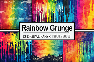 Rainbow Grunge Pattern, a Pattern Graphic by Printable Treasure