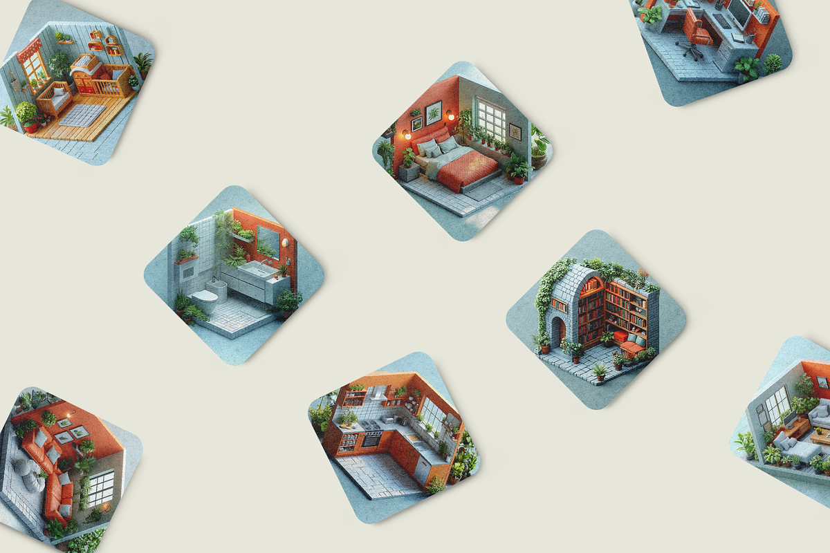 Isometric House Rooms, a Decorative Illustration by Picturesque Stories (Photo 4 of 6)