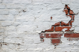 A fragment brick wall painted white, an Abstract Photo by Schreibikus