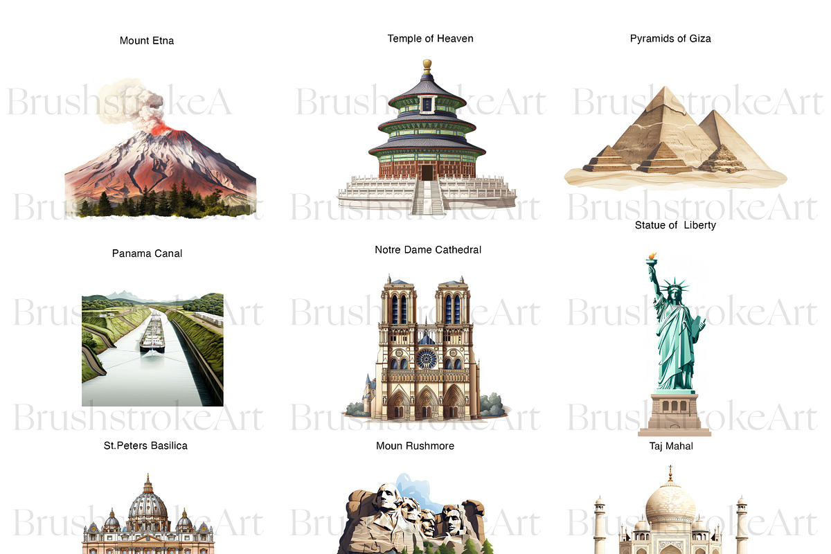 Landmarks Clipart, Pyramids, Travel, an Illustration by BrushstrokeArtGB (Photo 6 of 9)