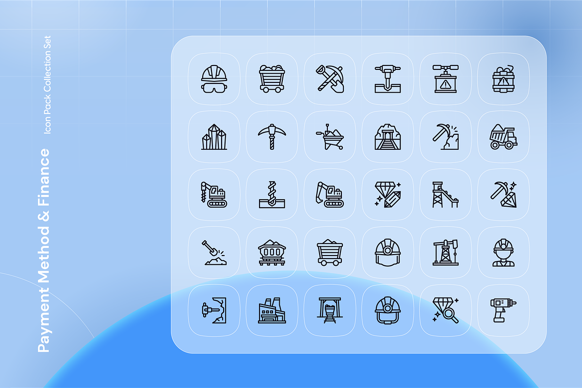 Mining Icon Set, an Outline Icon by Nathaya Studio (Photo 2 of 2)