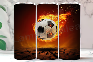Fiery Soccer Ball Game Day Tumbler, an Arts & Entertainment Photo by LamanAzalea