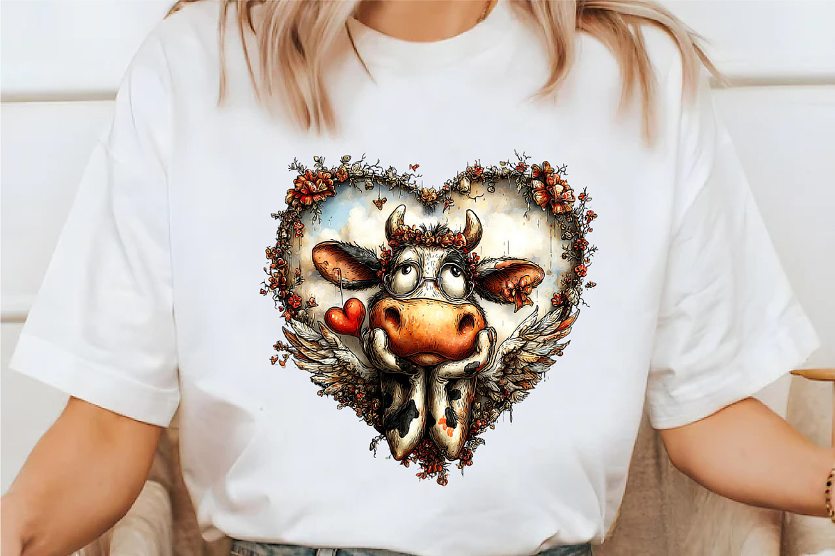 Funny Peeking Valentine Cow Clipart, an Illustration by designcity5 (Photo 3 of 5)