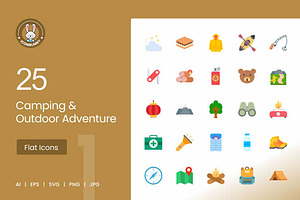 25 Camping & Outdoor Adventure Icons, an Icon by IconBunny