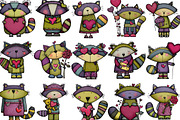 Valentine's Whimsical Raccoon Clipar, an Illustration by Designking (Thumbnail 2 of 5)