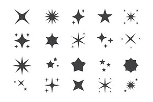 Collection of star icon silhouettes, a Solid Icon by Saba Vector