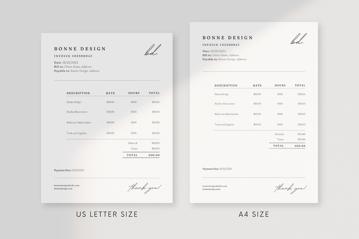 Minimal Invoice Template Canva, a Stationery Template by frommakertomaker (Photo 3 of 5)