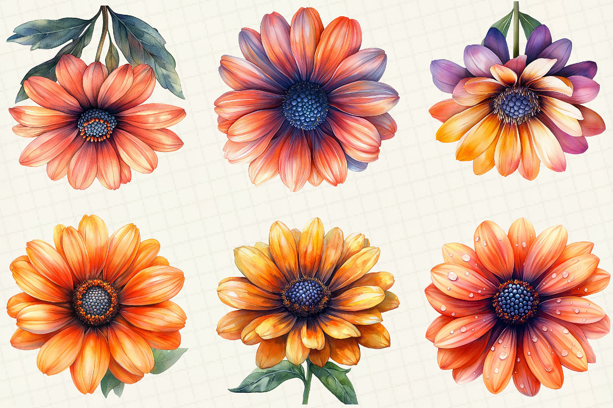 African Daisy Flower Bloom Clipart, an Illustration by OK Design (Photo 3 of 5)