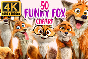 Funny Fox Clipart PNG Bundle, a Graphic by M9 Design (Thumbnail 1 of 9)