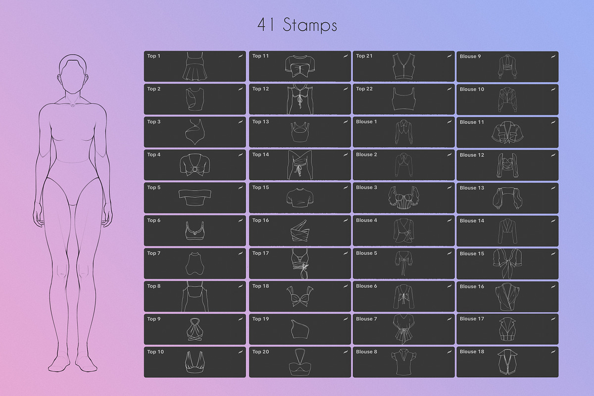 Procreate Tops and Blouses Stamps, a Brush Add-On by SmuffizStudio (Photo 2 of 3)