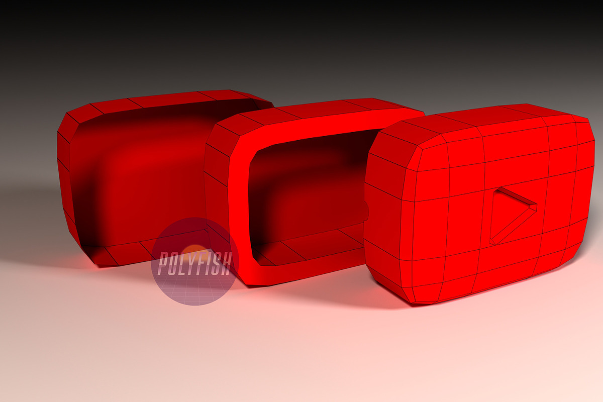 DIY YouTube Box 3D model template, an Object Graphic by PolyFish (Photo 4 of 4)