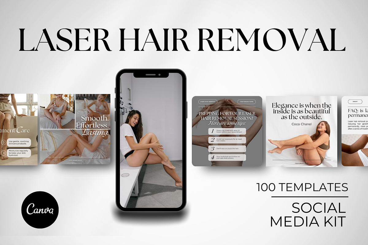 Laser Hair Removal Insta Templates, a Social Media Template by DesignsbyMariaStudio (Photo 1 of 10)