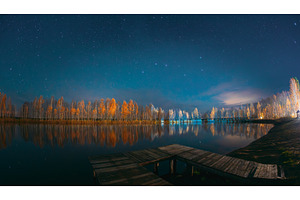 Autumn Night Lake with Starry Sky, a Nature Photo by Our Amazing World